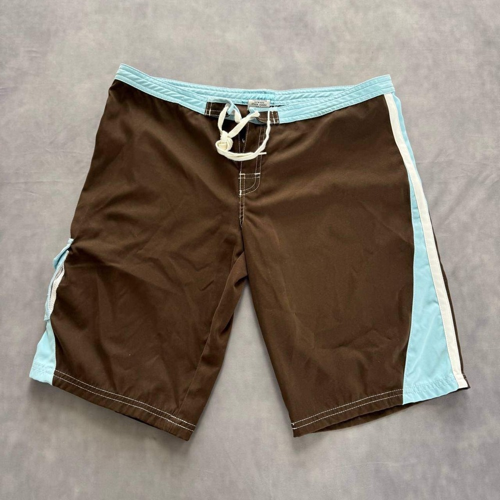 Billabong Mens Board Shorts Brown Blue Star Logo Swim Trunks Size 7 J102KB52